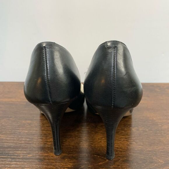 Ivanka Trump Candice Black and White Peep Toe 3.5" Pump Size 8 - Picture 5 of 10